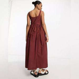 NWT ASOS DESIGN 16 Tall square neck midi smock sundress rust NEVER WORN cotton